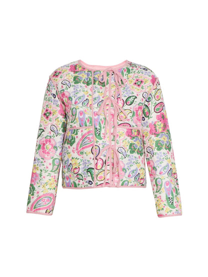 Tied Printed Long Sleeve Jacket (Paisley Motif)