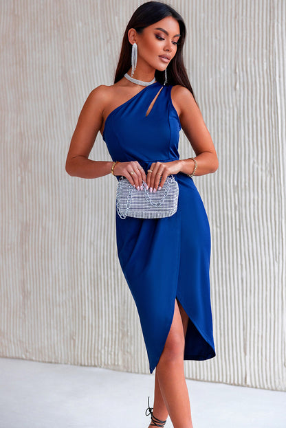 Mia Ruche Cutout Single Shoulder Dress