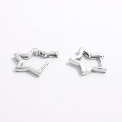 Minute Star Hooped 925 Sterling Silver Earrings