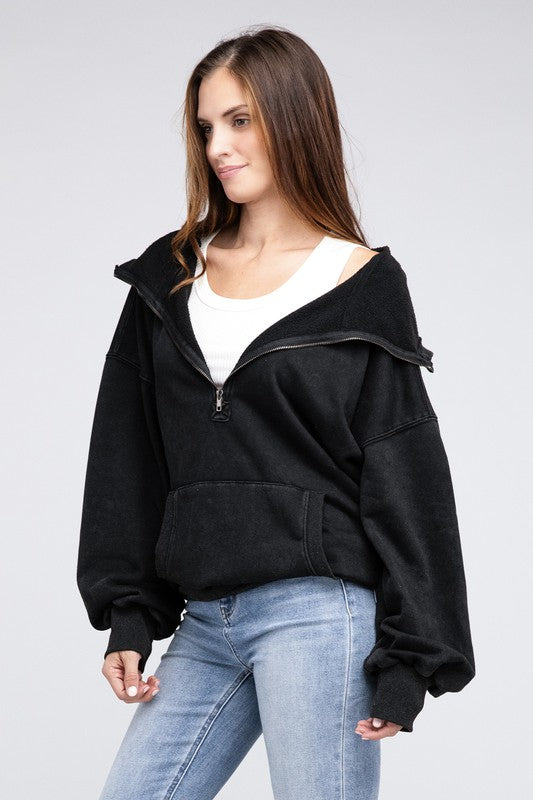 Stitch Detailed Cotton Elastic Hem Hoodie