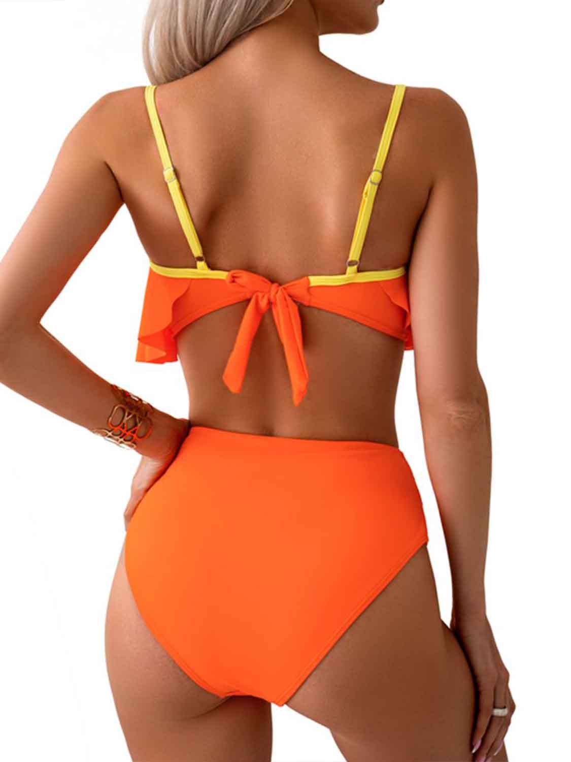 Spaghetti Strap Curtain Front Notched Bikini Set