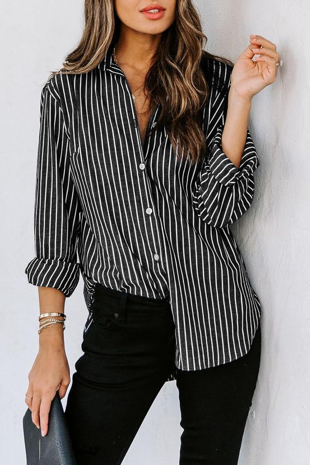 Striped Button Up Long Sleeve Shirt