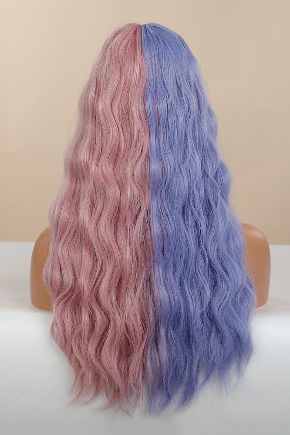 Hurshy 13 x 1" Full-Machine Wigs Synthetic Long Wave 26" in Blue/Pink Split Dye