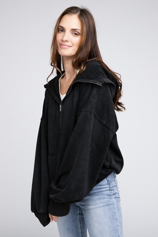 Stitch Detailed Cotton Elastic Hem Hoodie