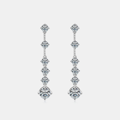 Round Drop 4 Carat Moissanite 925 Sterling Silver Earrings