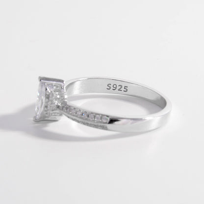 Marquise Shape with Half Stone Encrusted Band 925 Sterling Silver Inlaid Zircon Ring