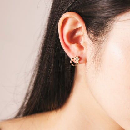 On the Loop Inlaid Zircon 925 Sterling Silver Stud Earrings