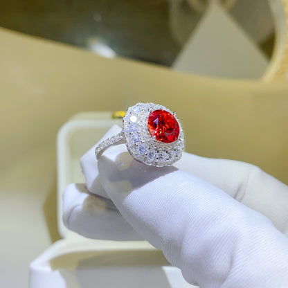 Red Eye 2 Carat Moissanite 925 Sterling Silver Ring