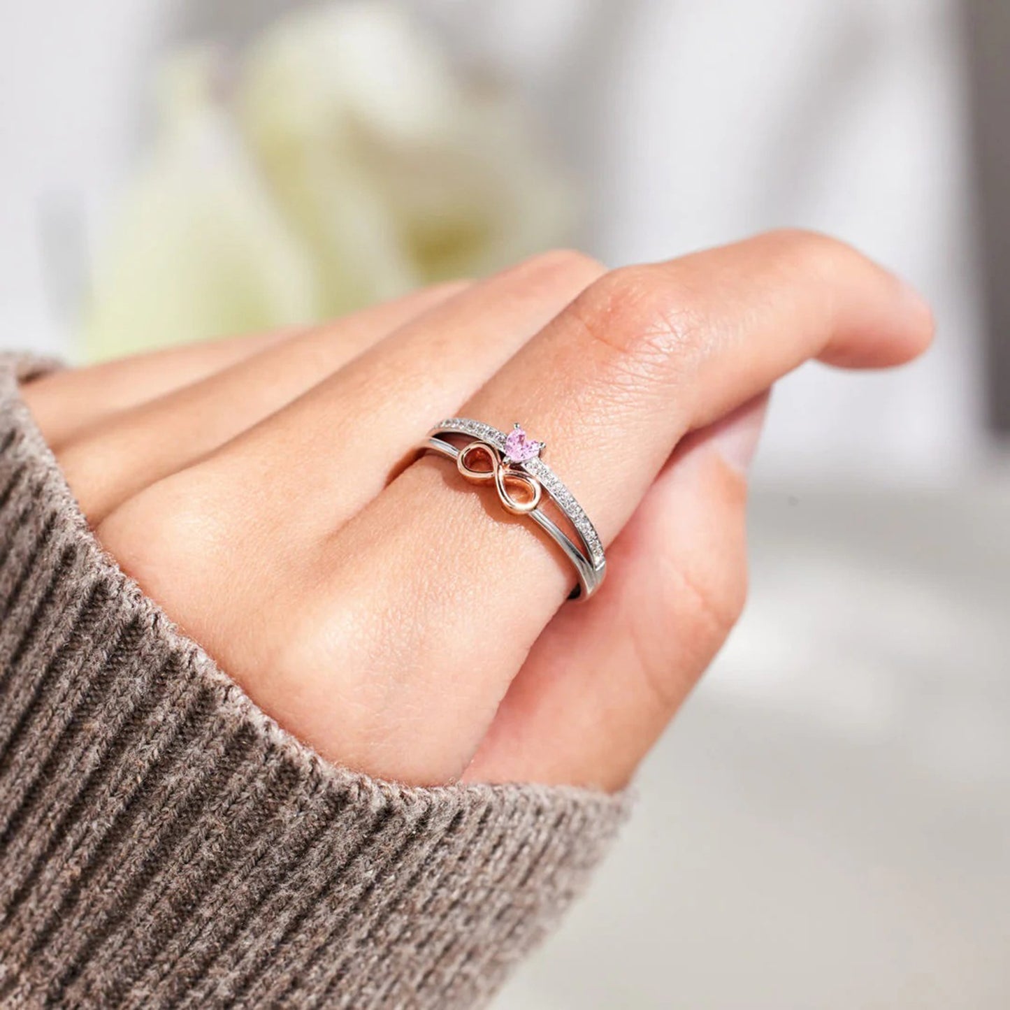 Infinite Love Zircon Double-Layered Ring