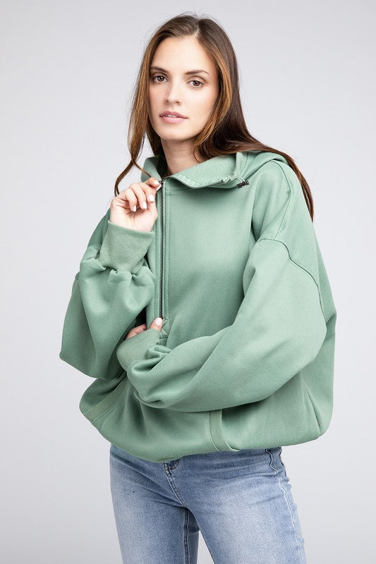 Stitch Detailed Cotton Elastic Hem Hoodie