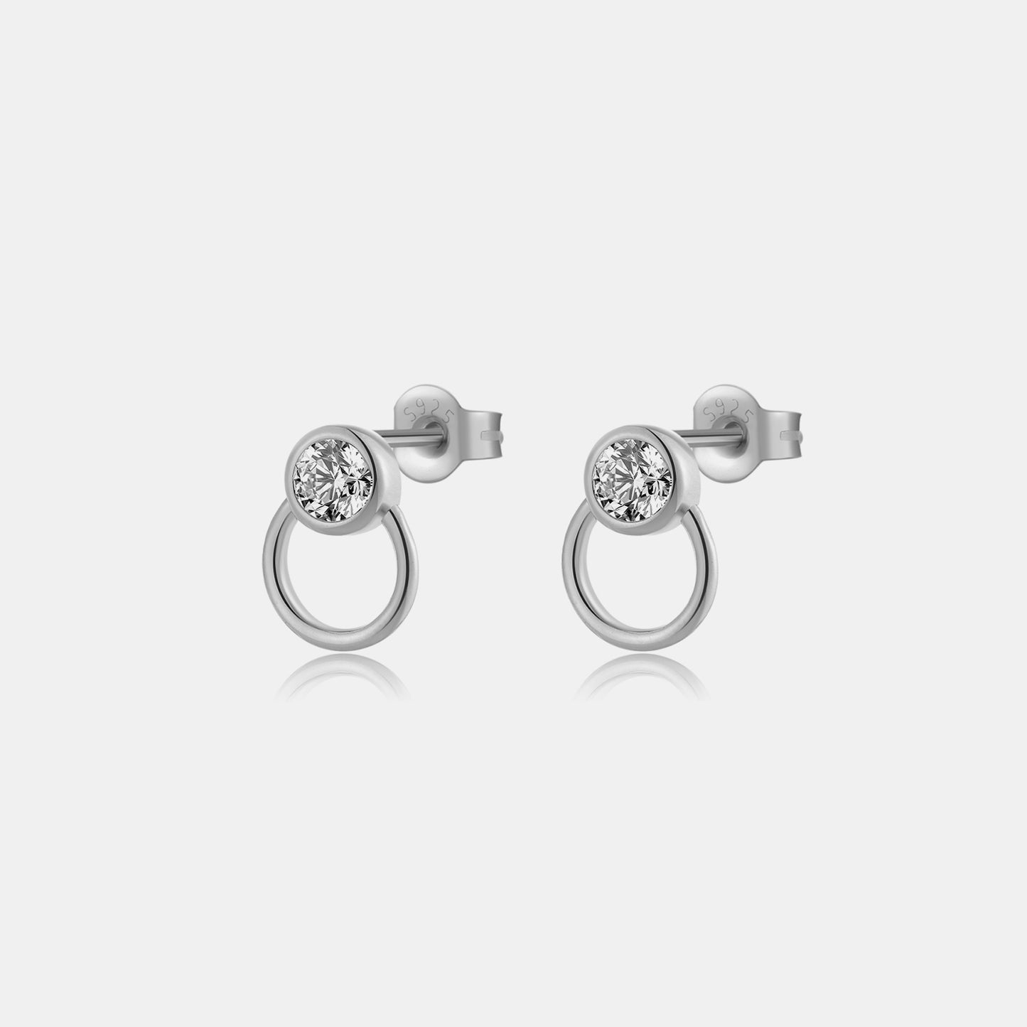 On the Loop Inlaid Zircon 925 Sterling Silver Stud Earrings