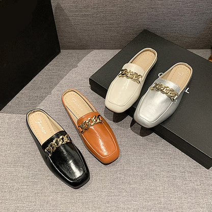 Eco-Leather Square Toe Flat Loafers