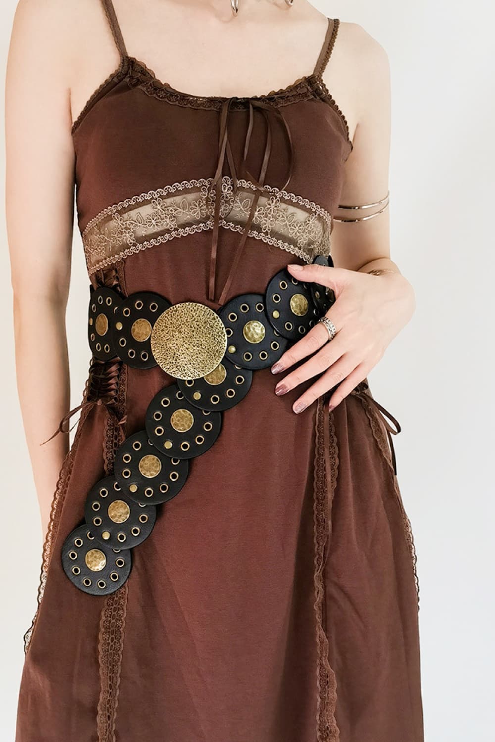 Boho Wide Round Shape PU Leather Belt