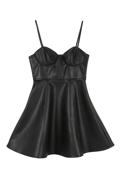 Vegan Leather Bustier Mini Dress