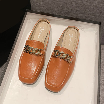 Eco-Leather Square Toe Flat Loafers