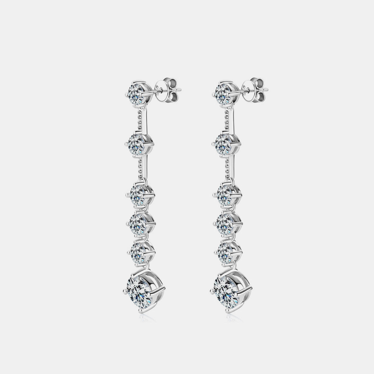 Round Drop 4 Carat Moissanite 925 Sterling Silver Earrings