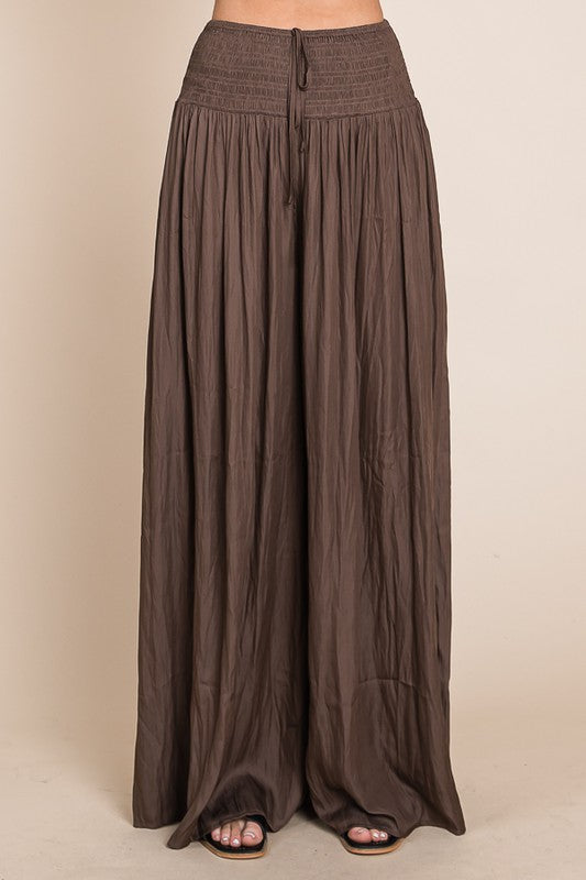 Ruche Waist Wide Leg Resort Pants