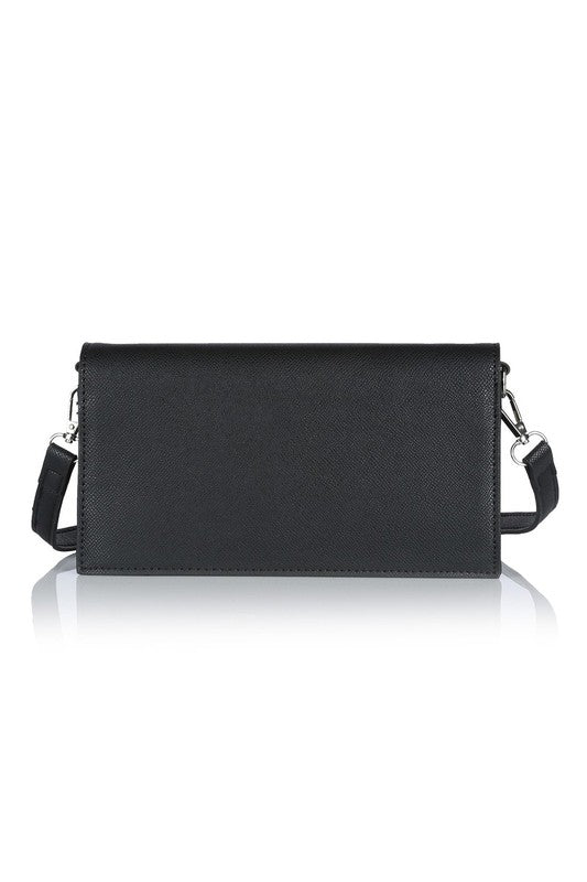 Leather Flap Envelope Bag with Detachable Strap