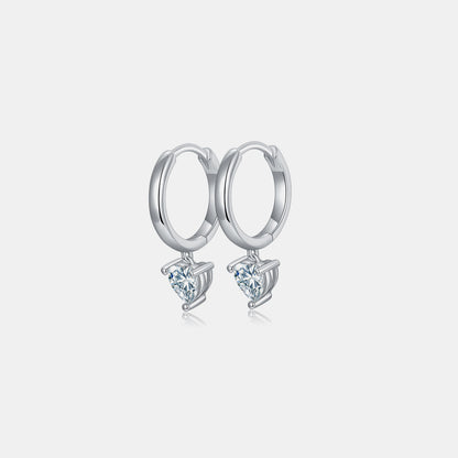 Dangled Heart 1 Carat Moissanite Sterling Silver Earrings