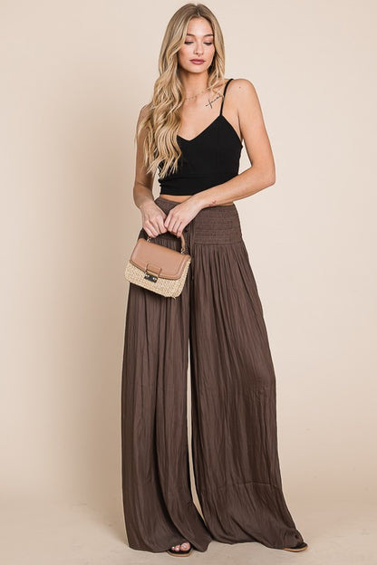 Ruche Waist Wide Leg Resort Pants