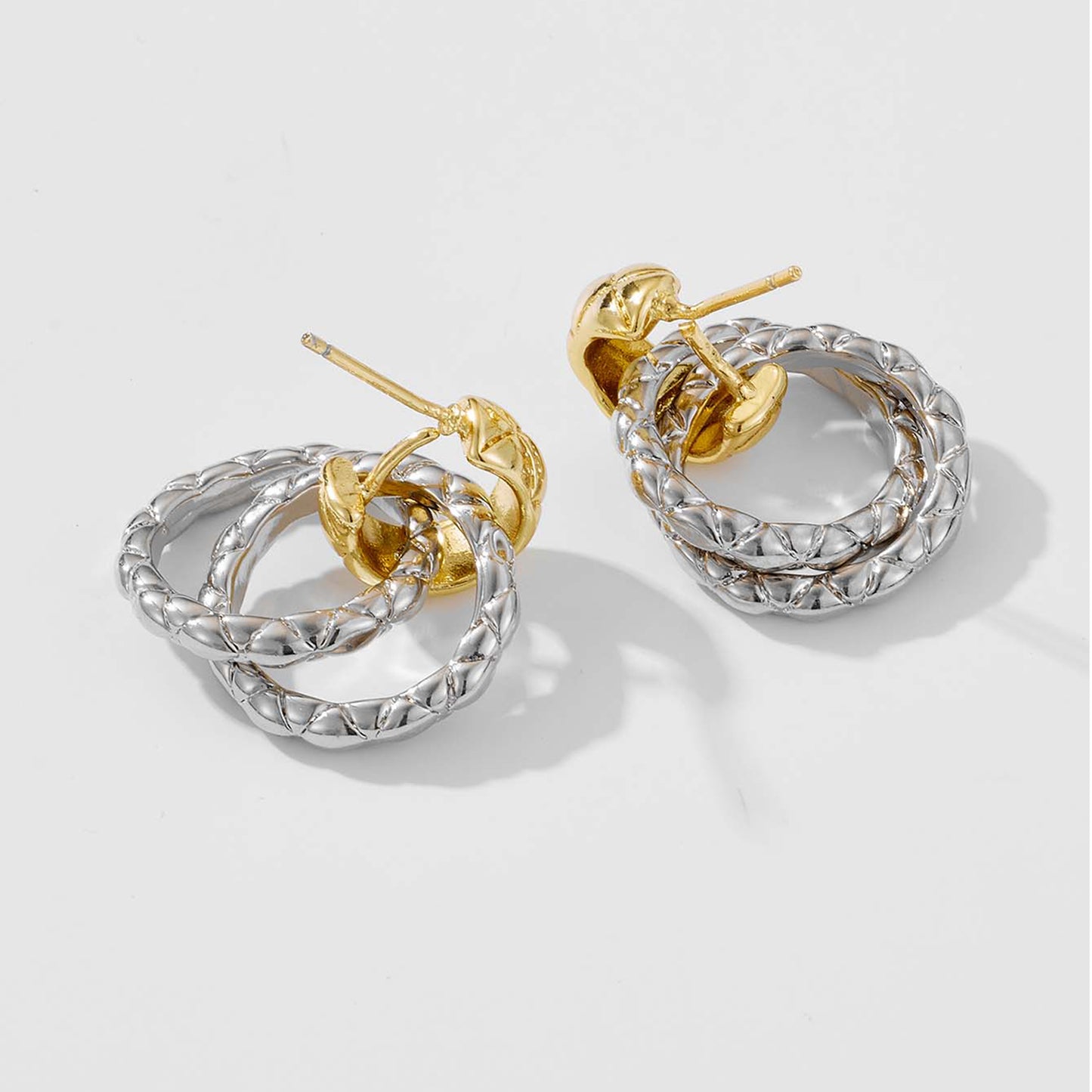 Oedipus Silver and Gold Moissanite Earring With Loops