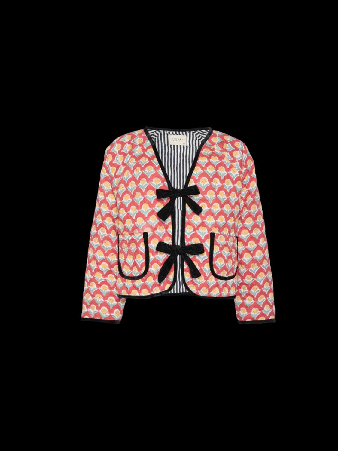 Tied Printed Long Sleeve Jacket (Sunrise Flower)