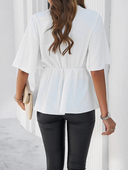 Tie Waist Half Sleeve Blouse