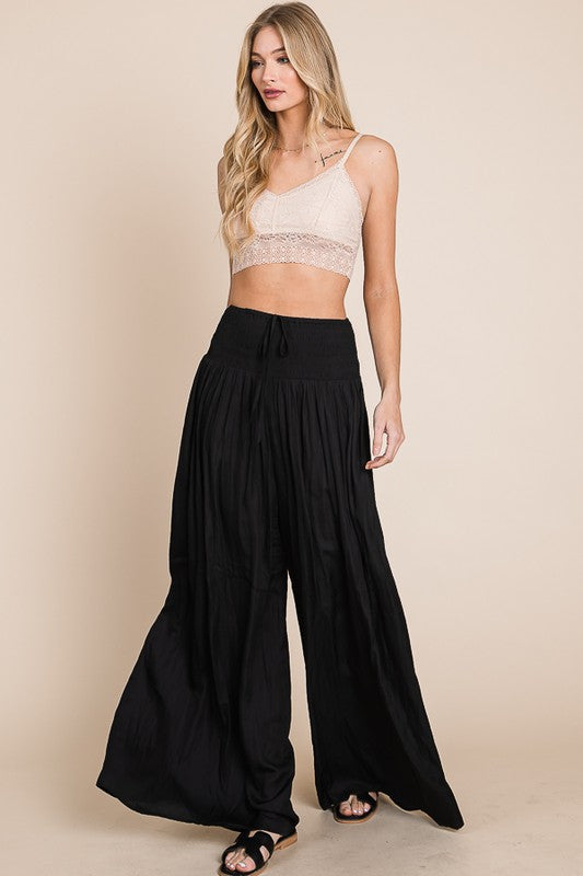 Ruche Waist Wide Leg Resort Pants