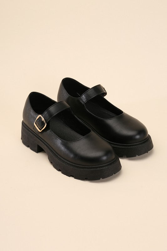Mary Jane Loafer with Gold Buckle