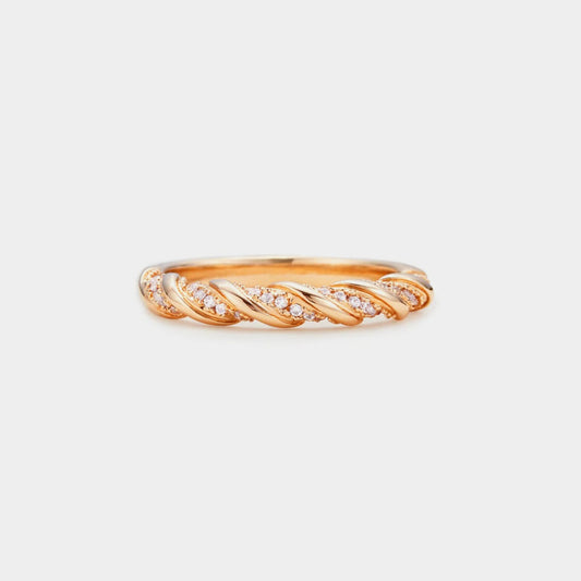 Stone Encrusted Twist Band 925 Sterling Silver Inlaid Zircon Ring