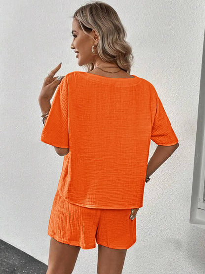 Cotton V-Neck Half Sleeve Top and Shorts Set