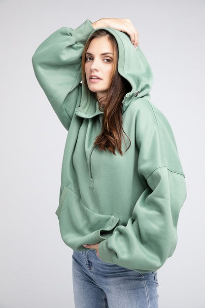 Stitch Detailed Cotton Elastic Hem Hoodie