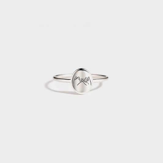 Pinky Promise 925 Sterling Silver Engraved Ring