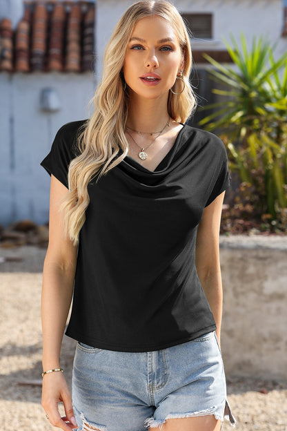 Versa Cowl Neck Short Sleeve T-Shirt