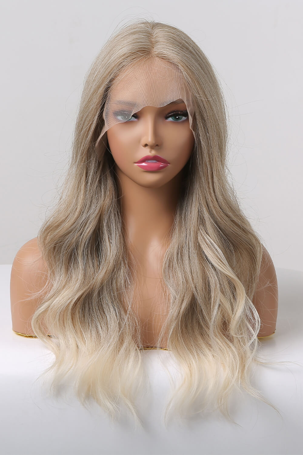 Kierra 13 x 2" Lace Front Wigs Synthetic Long Wave 24" 150% Density in Medium Blonde Highlights