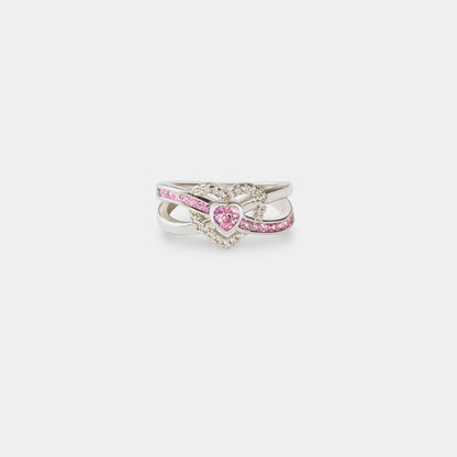 Wrapped Heart Zircon 925 Sterling Silver Ring