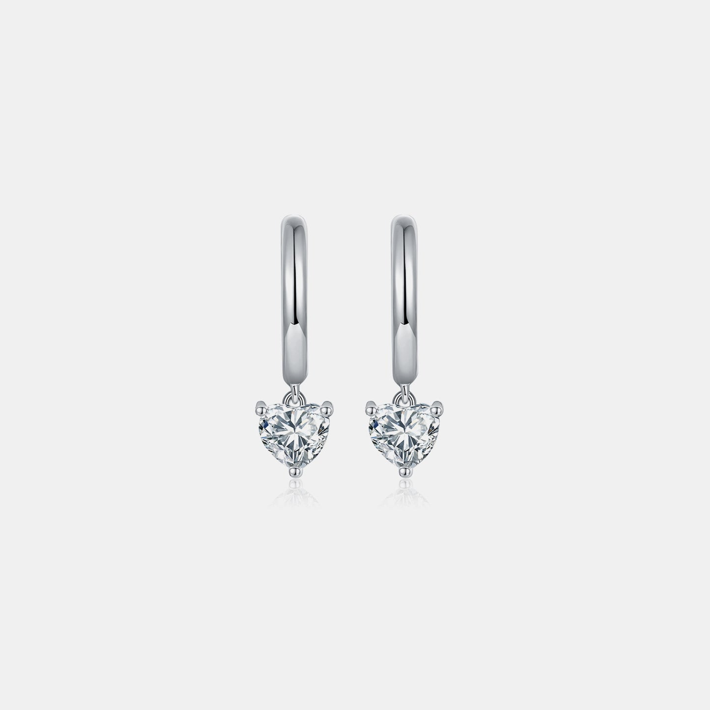 Dangled Heart 1 Carat Moissanite Sterling Silver Earrings