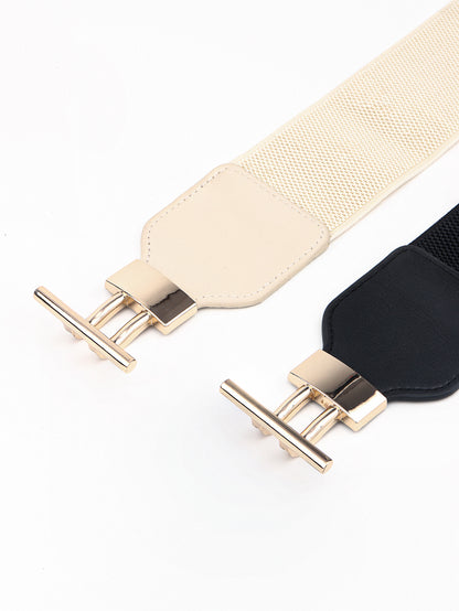 PU Elastic Wide Belt with Alloy Buckle