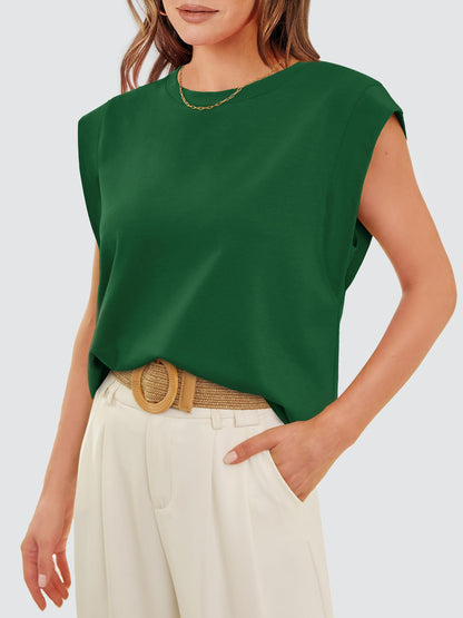 Round Neck Cap Sleeve Tank