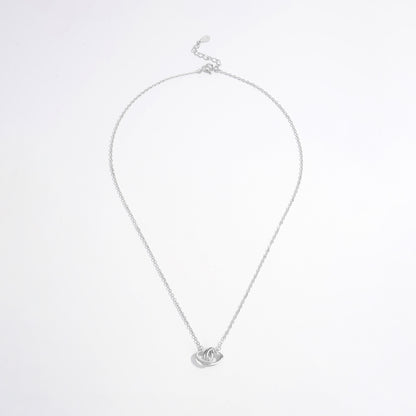 Linked Hearts 925 Sterling Silver Inlaid Zircon Heart Necklace