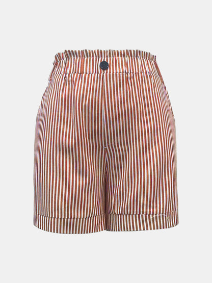 Full Size High Waist Vertical Striped Shorts