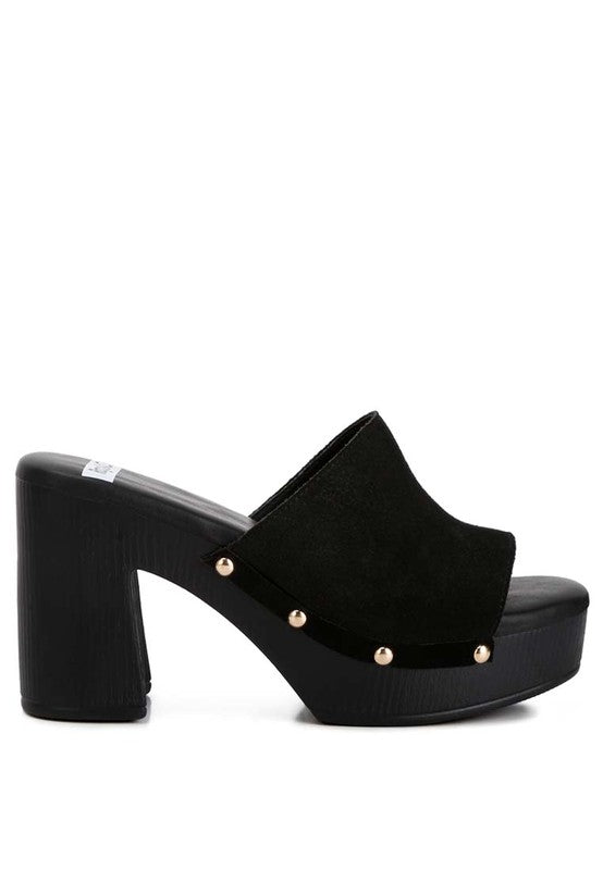 Kita Suede High Block Heel Mules