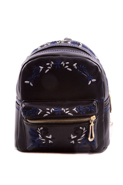 Matera Faux Leather Embroidered Backpack