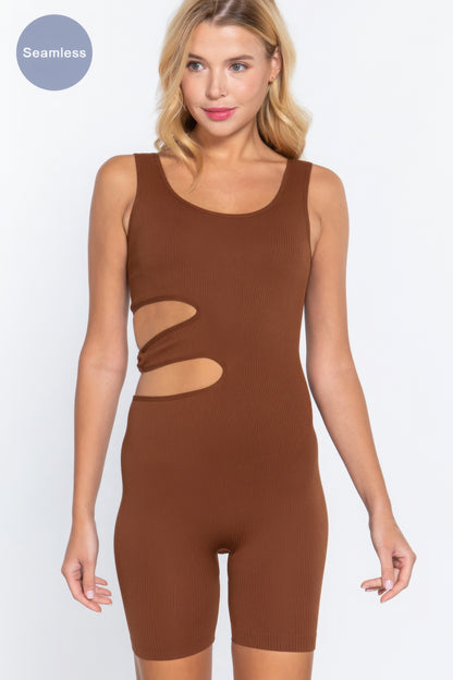 Suave Cut-out Seamless Romper - Toffee