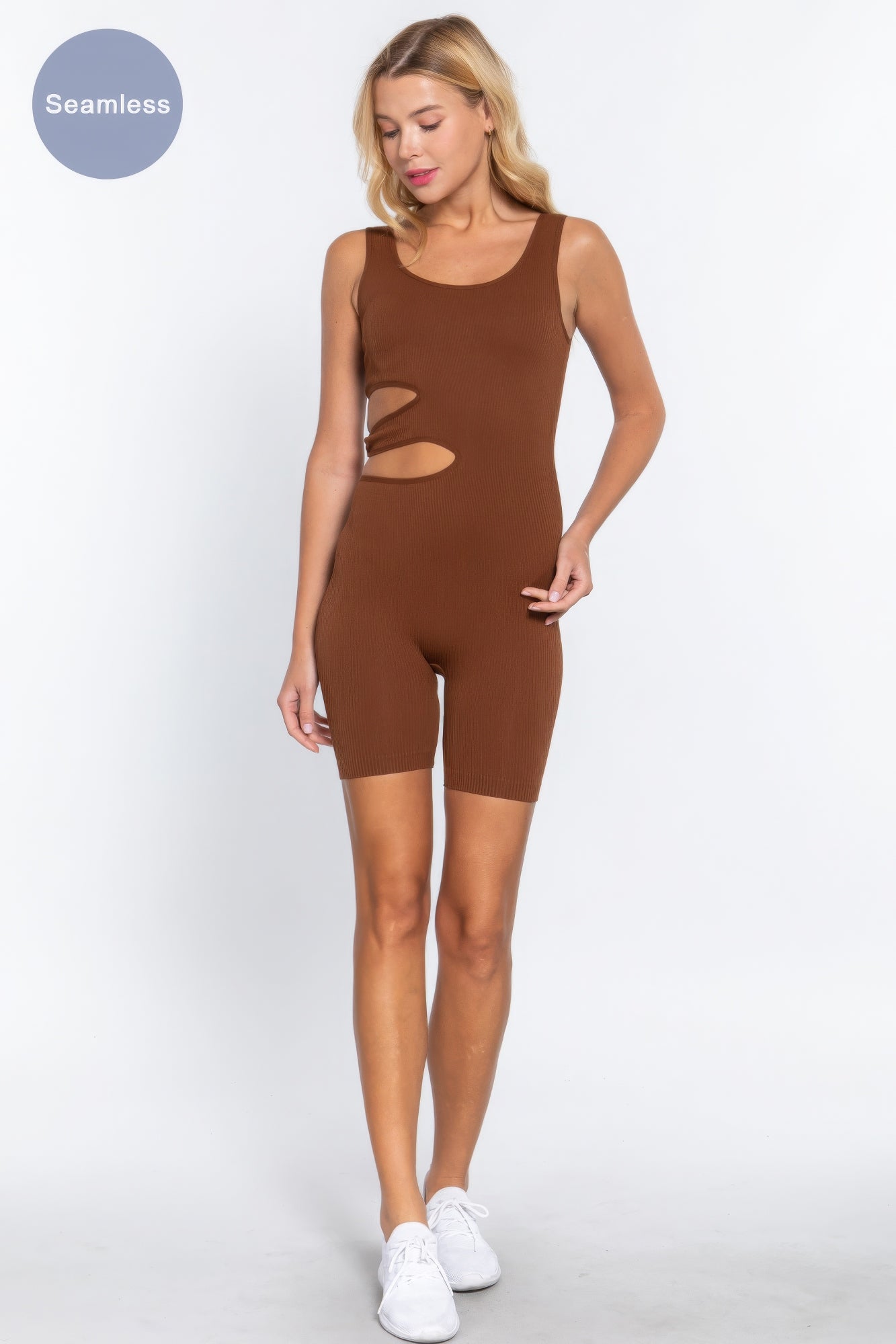 Suave Cut-out Seamless Romper - Toffee