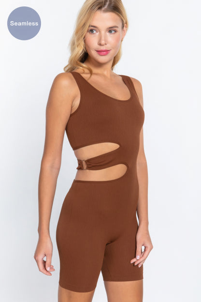 Suave Cut-out Seamless Romper - Toffee