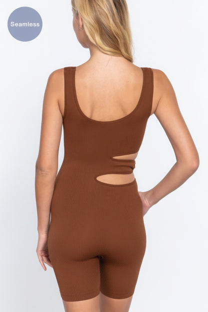 Suave Cut-out Seamless Romper - Toffee