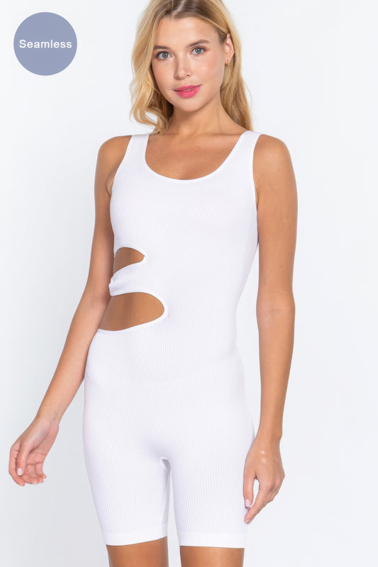 Suave Cut-out Seamless Romper - White