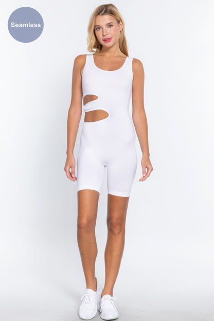 Suave Cut-out Seamless Romper - White