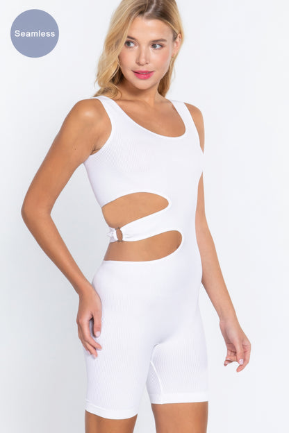 Suave Cut-out Seamless Romper - White